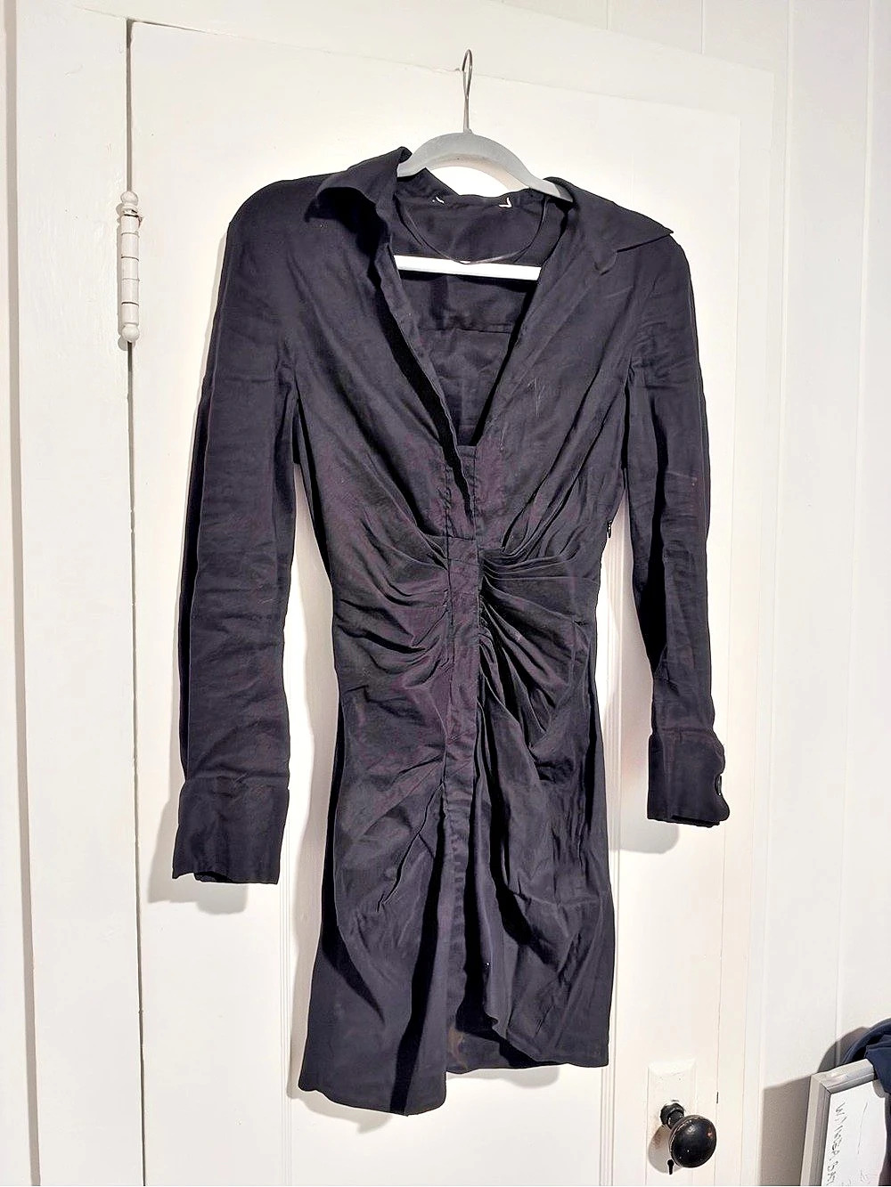 Black Ruched Midi Dress